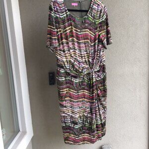 Vintage BASLER multi-color draped dress - Size EU 44 / US 14/16